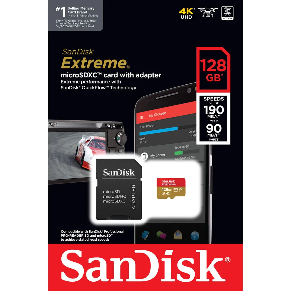 SanDisk 128GB Extreme UHS-I microSDXC Memory Card